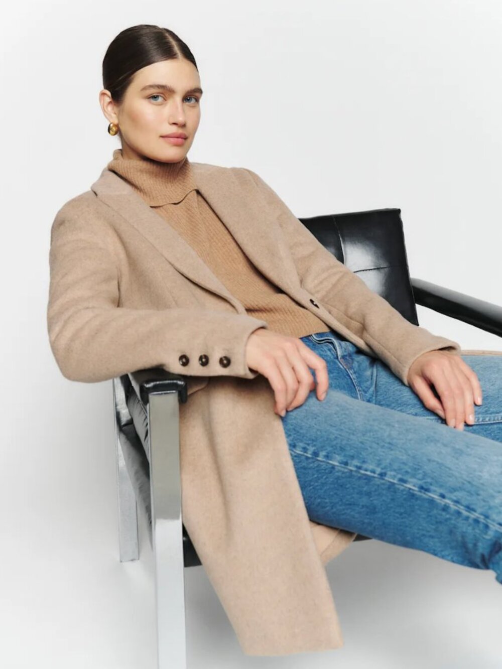 Reformation Whitmore Coat Light Camel - Size XS